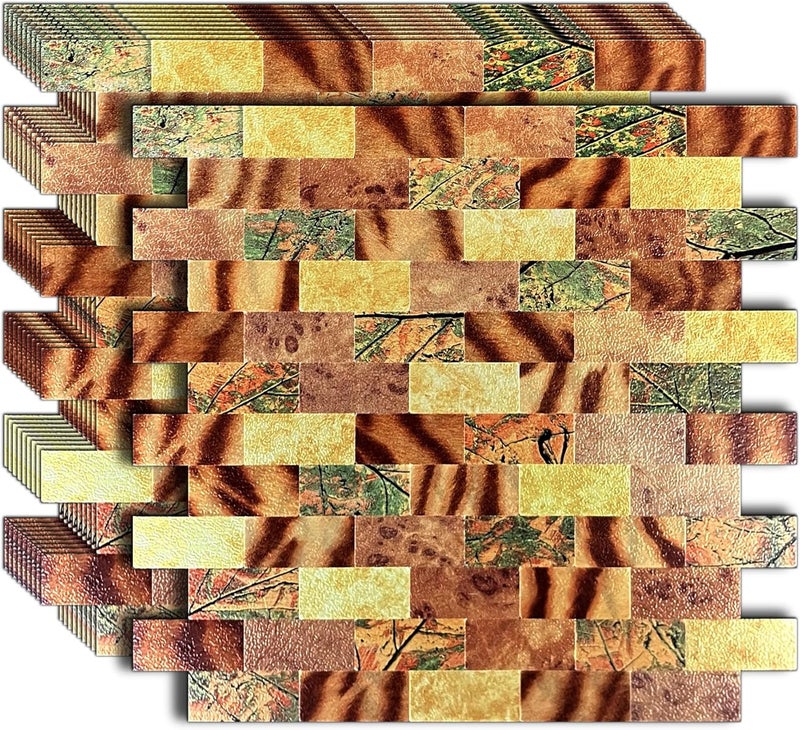 weimeisc 10-Sheet Peel and Stick Backsplash Tile for Kitchen, Self-Adhesive Backsplash Tile, Stick on Bathroom Vanities，Fireplace, Laundry Table (Print-5) - Image 1
